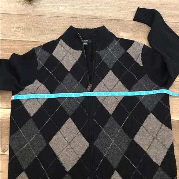 J. Crew argyles wool zipped cardigan sweater M - Picture 3 of 4